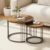 Garden 4 you Nesting Coffee Table, 23.6″ Round Coffee Table Set of 2, Wooden Nesting Table with Metal Frame, Ceter Tables for Living Room Bedroom Balcony, Rustic Brown