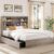 GarveeHome Queen Size Bed Frame with High Storage Bookcase Headboard, Wood Bed Frame with 4 Storage Drawers, Built in Charging Station, No Box Spring Needed, Metal Frame, Noise-Free, Grey
