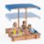 Garvee Kids Wooden Sandbox with Adjustable Canopy, 47.2 x 47.2 in Outdoor Covered Sand Box with 2 Storage Bins, Corner Guards & Bench Seats, Fir & Pine Wood Sandpit for Backyard, Ages 3-6