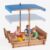 Garvee Kids Wooden Sandbox with Adjustable Canopy, 47.2” x 47.2” Outdoor Sand Box with Fold-Down Bench Seats & Cover, Fir & Pine Backyard Sandpit Playset for Ages 3+, Patio, Garden, Yard