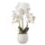 GAUIOGI White 3 Stems Artificial Orchid Plant with Pot, Lifelike Large Fake Orchid Flowers Arrangement, Faux Potted Orchids Centerpiece for Table Home Decor