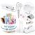 Gawsey White Desk Organizers and Accessories with Desk Organizer 360° Rotating Pen Holder and Office Supplies, Cute Stationery Supplies Set