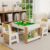 GDFStudio Kids 2-in-1 Activity Table & 2 Chairs Set LEGO-Compatible Play Table with Whiteboard Top, Storage Compartments & Canvas Drawer Chairs, Wooden Learning Desk Furniture for Playroom, White