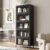 Gecheer 76.75″ Tall Black Iron Display Cabinet with 5-Tier Glass Doors, LED Lighting & Flip-Up Slide-in Doors for Collectibles, Books, Trophies – Modern Barrister Bookcase