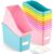 Geetery 24 Pcs Book Bin for Classroom with Labels Stackable Plastic Organizing Bins 11.5 x 5.4 x 7.5 in Book Holders Storage Bins Box Baskets for Classroom Library Home (Pastel Color)