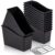 Geetery 6 Pcs Book Bin for Classroom with Labels Stackable Plastic Organizing Bins 11.5 x 5.4 x 7.5 in Book Holders Storage Bins Box Baskets for Classroom Library Home (Black)