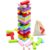 Gentle Monster Wooden Colorful Stacking Board Games Builing Blocks for Kids Boys Girls, 54 Pcs Wood Balancing Blocks Montessori Toy Gift for Kids, Classic Game for Party with Storage Bag