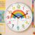 Gerrii Boho Rainbow Teaching Clock for Classroom, 8 Inch Silent Non Ticking, Colorful Positive Clock for Playroom Homeschool, Back to School Gift for Teacher, Battery Operated Glass Lens