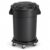 Getzi 1 Pack 32 Gallon Black Round Commercial Trash Can with Lid and Dolly, Heavy-Duty Plastic Waste Bin for Restaurant, Office, School, Garage, Warehouse