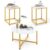 Giantex Round Nesting Table Set of 3, Modern Faux Marble Coffee Table w/2 End Tables, Sturdy Metal Frame, 3-Piece Wooden Living Room Table Set for Home Office, Apartment (White & Gold)