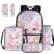 GIFTPUZZ 5-Piece Axolotl Backpack for Girls 8-10 with Lunch Box Water Bottle Sleeve Lightweight Preschool Backpacks for Girls Set 14″ Padded Laptop Pocket