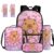 GIFTPUZZ 5 in 1 Backpack for Girls with Lunchbox Set 14 Inch Padded Laptop Sleeve Capybara School Backpacks for Girls with Water Bottle Holder Ergonomic