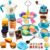 GIFTRRTOY Pretend Tea Party Set for Little Girls, 48 PCS Coffee Maker Set and Play Food Dessert Set for Kids Age 3 4 5 6 7 8 9, Kids Kitchen Pretend Play for Princess Girls Boys(Blue)