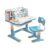 GIFZES Height Adjustable Kids Desk and Chair Set, Children’s Study Table with Storage Drawer, Ergonomic Writing Desk for Ages 3-16, Blue Cartoon Design Blue