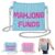 Gilprop Handmade Beaded Mahjong Coin Bag with Zipper Chain Crossbody Purse Canvas 5.5 x 4.7 in Mahjong Purse with Colorful Beads for Dice Coin Board Party Travel Ideal Gift for Mahjongs Lovers (Blue)