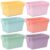 gisgfim 24 Pack Plastic Cubby Bins Classroom Book Bins Scoop Front Stackable Easy-to-Grip Toy Storage Tubs Containers for School Library Office Home Nursery Playroom Organization (Pastel Color)