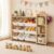 GITAWUSA Kids Bookshelf & Toy Organizer, 3-Tier Shelf/9 Bins, Natural, Pine