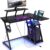 GLACER Gaming Desk with Power Outlets and LED Lighting, L-Shaped Desk
