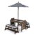 GLACER Kids Picnic Table with Umbrella, Fir Wood Sand and Water Play Table and Benches Set with Cushions, Sensory Bin & Protective Cover, Children Outdoor Furniture for Backyard, Garden & Lawn (Blue)
