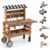 GLACER Kids Tool Bench, 2-in-1 Wooden Pretend Workshop Toy Construction Tools Set Playset with Canopy, Wheels & Storage Shelves, Outdoor Toddler Workbench with Play Tools Set for Ages 3+