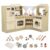 GLACER Wooden Corner Play Kitchen, Kids Kitchen Playset with Sink, Bread Machine, Coffee Maker, Stoves, Oven, Microwave & Accessories, Educational Toy Kitchen with Storage, Gift for Boys and Girls
