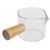 Glass Coffee Measuring Cup, 3.4 fl oz, 100 mL, Wooden Handle, Double Spouts, Marked Scale Espresso Shot Glass, Borosilicate Glass, Convenient Pouring Milk Cup for Home, Bar, Kitchen