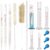 Glass Graduated Measuring Cylinders Set, 5 Sizes with Droppers, Silicone Bulbs, Stirring Rod and Cleaning Brushes, 5 ml, 10 ml, 25 ml, 50 ml and 100 ml for Laboratory Experiments