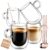 glastal 12 oz Double Walled Glass Coffee Cups Set of 4 Cappuccino Cups with Handle, Clear Double Wall Latte Coffee Mugs Milk Tea Cup, German Quality