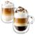 glastal Double Walled Glass Coffee Mugs 12 oz, Cappuccino Cups Set of 2, Clear Glass with Handle, Insulated Borosilicate Double Wall Latte Coffee Mugs Milk Tea Cup, German Quality