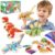 GLEEHAPY Dinosaur Wooden Toys,Snap on Dino Together Building Blocks,Take Apart Playset, STEM Montessori Educational Fine Motor Skill Learning Birthday Gift for 3 4 5 6+ Years Old Boy Girl Kids