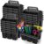 GlikCeil 24 Pcs Classroom Storage Caddies Stackable Utility Caddies with 4 Compartment Plastic Caddy with Handle Portable Storage Bins Organizers for Kids Schools Art Craft Supplies(Black)