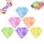 Glitter Diamond Squishy Stress Balls 6 Pack, Mini Slow Rising Sensory Fidget Toys for Kids Adults, Non-Toxic Soft TPR Squeeze Balls for Anxiety ADHD OCD Stress Relief Gifts