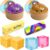 Glitter Dumpling Squishy Toy Set, Cheese Squeeze, Butter & Ice Cube Sensory Stress Relief Toys, Stress Ball Fidget Squishy Toy Set 8-Pack, Party Favors for Kids & Adults, Goodie Bag Fillers