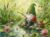 Gnome Fishing Wooden Jigsaw Puzzle 500 Pieces for Adults Frog Snail Lily Pads and Water Lilies Watercolor Garden Scene Puzzle Gift for Garden Lovers Home Decor