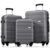 GOAWGO 3‑Piece ABS Hardside Luggage Set Nestable Suitcase 20″/24″/28″ Grey