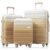 GOAWGO 3‑Piece ABS Hardside Luggage Set Nestable Suitcase 20″/24″/28″ Tan