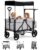 GODECOR Foldable Wagon Stroller for 2-Seat with Canopy & Storage Bag Grey