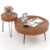 GOFLAME Round Nesting Coffee Tables Set of 2, Boho Nesting Tables with Solid Pine Wood Top & Metal Legs, Circle Coffee Table & End Table, Center Tables for Living Room, Ring Pattern, Brown