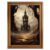 Gold Vintage Framed Halloween Clock Tower Poster Wall Art for Living Room