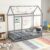 GORELAX Twin House Bed, Montessori Floor Bed, Floor Kid House Bed with Fence, No Box Spring Needed, Wood Twin Size Platform Bed Frame for Boys, Girls (Grey)