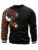 GORGLITTER Men’s Bear Pattern Long Sleeve Sweatshirts Drop Shoulder Crewneck Pullover Tops Black and Brown Medium