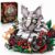Gothic Maine Coon Cat Black Rose Building Blocks Compatible with Lego Animals Flowers Bouquet Bonsai Botanicals, Gothic Decor for Adults Teens 14+ (1056PCS)