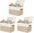 Gowee Large Toy Storage Box with Lid, Sturdy Toys Storage Chest Bin Organizer Basket with Dividers for Kids, Boys, Girls, Nursery, Closet, Bedroom, Playroom 25″x13″ x16″ (Beige and White) (Pack of 3)