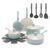 GreenLife 16-Piece Nonstick Cookware Set, Non-Toxic Ceramic Pots and Pans Set, Durable Healthy Kitchen Essentials, Fast Heating, Induction Ready, Easy Clean Dishwasher Safe, PFAS-Free, Mint Green