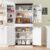 GRUSIGN 72″ Kitchen Pantry Storage Cabinet with Doors and Shelves, Wood Farmhouse Pantry Storage with Barn Doors for Kitchen, Dining Room, Living Room