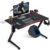 GTPLAYER Gaming Desk, 44 Inch Ergonomic Z-Shaped Carbon Fiber Surface Computer Gaming Table for PC, Home Office Desk with Cup Holder (Black)
