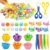 Guiqulai Sensory Bin Fillers Set Storage Bins Lid Tweezer Scissor Clip Bowl