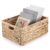 GUSHBIN Natural Water Hyacinth Storage Basket Home Rectangular Organizer with Built-in Handles Square Shallow Bin Large Shelf Basket for Home Decor, 15.9″L x 12″W x 7.1″H