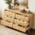 Gyfimoie 47.2″ W Dresser for Bedroom with 6 Drawers, Modern Chest of Drawers with Power Outlet, Wooden Dresser TV Stand, Wood Closet Clothes Storage Organizer for Living Room, Hallway, Natural Oak