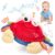 hahaland Baby Tummy Time Toys 6+ Months, Musical Bouncing Crab Plush Toy with 48 Songs & Recording Function, Dancing Moving Jumping Baby Toy, USB Rechargeable Crab Toy for Babies 6 9 12 Months